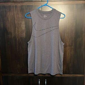 Nike Black Gray Striped Sleeveless Top Medium